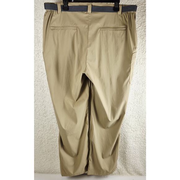 LL Bean Pants Mens Medium Khaki SunSmart UPF 50+ Outdoor Hiking Nylon Belted - Picture 2 of 16
